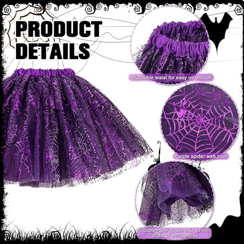 RURIZHONGTIAN Spinnenkostüm Kinder, Halloween Kostüm Kinder Spinne, Spinnen Verkleidung mit Tüllrock, Spinne Haarreifen und Plüschspinne, für Halloween Cosplay Karneval Mottoparty