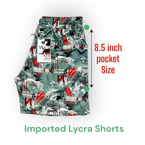 Image of NEUV Imported Premium Lycra Printed Shorts (Digital Print) Grey