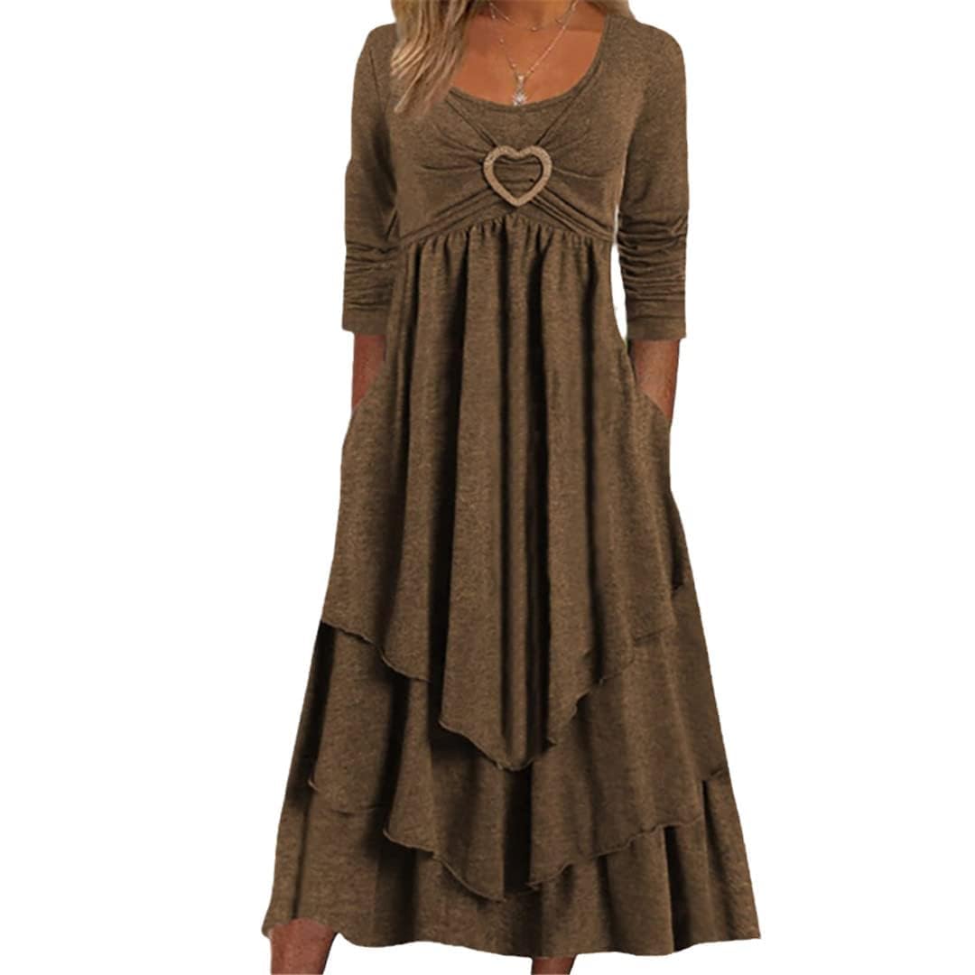 Women Maternity Dresses 1-4Month Swing Ruffle Loose Tiered Dress Irregular Hem A Line Pleated Maternity Dresses