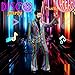 Men's 2 Piece 70s Disco Outfit, Disco Costume Set for Men, Mens Rainbow Sequin Suit Fashion Jacket and Pants, Wedding Easter Halloween Party Prom Suits