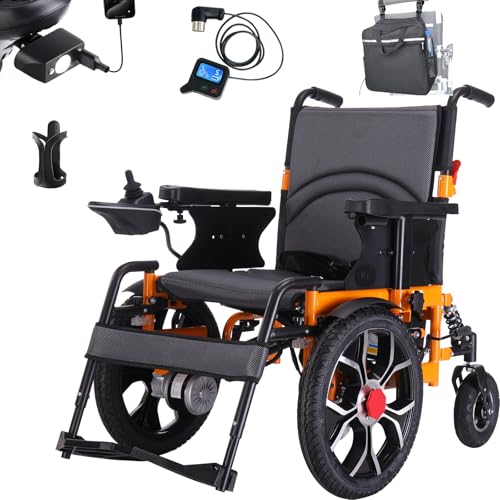 16' Big Front Wheel Electric Wheelchair Foldable All Terrain, Dual Brakes, 20” Seat Width Motorized Wheelchair, Electric Wheelchairs for Adults 330lb, Backpack, Led Light and Rear Control Included