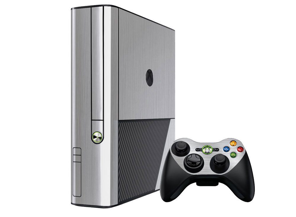 Brushed Silver - Vinyl Decal Mod Skin Kit by System Skins - Compatible with Microsoft Xbox 360E