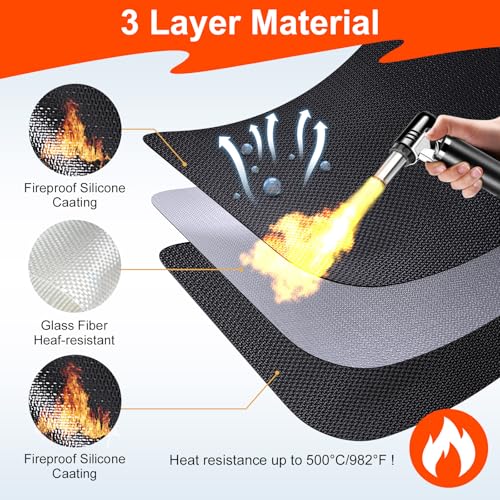 Alckijy Fireproof Fireplace Mat, 70 x 122 cm, Semicircular Stove Rug, Fireproof Underlay, Fire Pit Mat, Floor Mat, Protects Floors from Sparks, Spark Protection Plate for Fireplaces, Stoves, Fireplaces, - Image 3