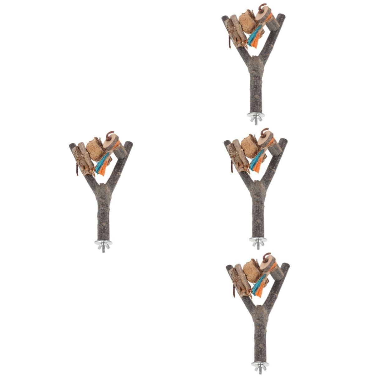 minkissy 4pièces Perchoir pour Oiseaux avec Plateforme Support Naturel pour Perroquets Perruches Et Oiseaux De Compagnie Facile à Installer Et