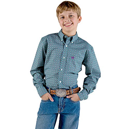 Cinch Boys' Big Long Sleeve Printe d Shirt, Bayou, XL/14