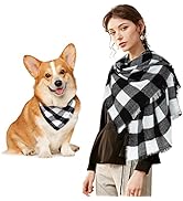 Dog Bandana Matching Owner Scarf Christmas Plaid Dog Bandanas Bibs with Scarves Wraps for Small M...