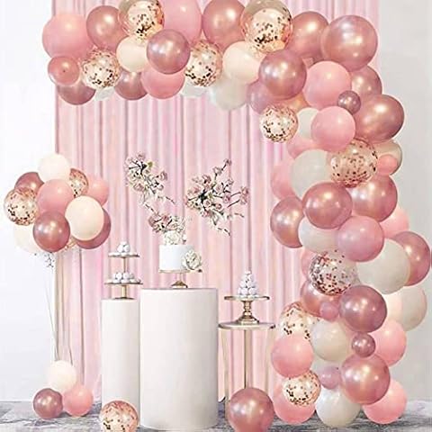 Rose Gold Balloon Arch Kit - 93Pcs Pink White Balloons Garland kit with Confetti Balloons for Girls, Baby Shower, Wedding, Birthday Party Decorations Cover