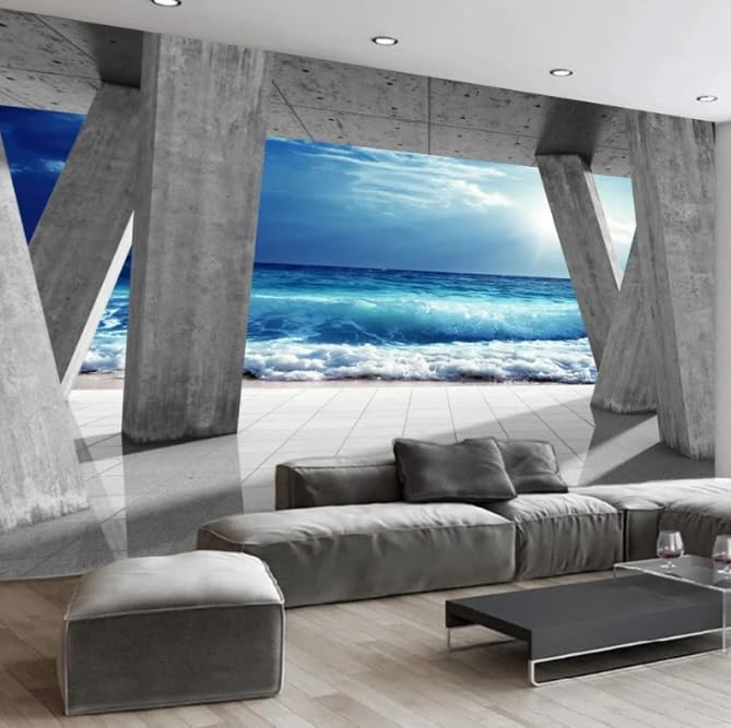 Papier peint photo pour grand mur salon paysage mer moderne