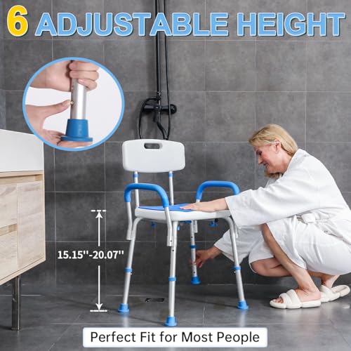 Shower-Chair-with-Arms-and-Back-Padded-Shower-Seat-for-Inside-Shower-with-Grab-BarToiletry-Bag-Tool-Free-Shower-Seat-for-Bathtub-Shower-Bath-Chair-for-ElderlyDisabled-by-SOUHEILO