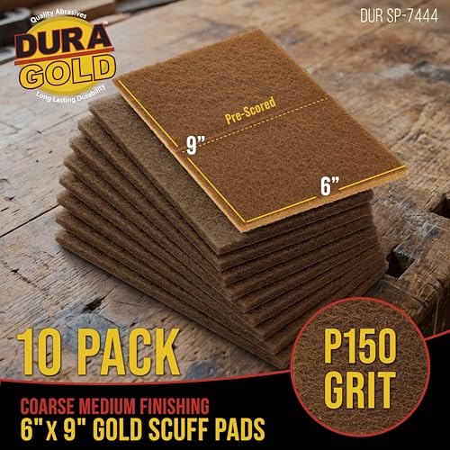 Image of Dura-Gold Premium 6 inch x 9 inch Gold Coarse Scuff Pads, Box of 10 - Scuffing, Scouring, Sanding, Paint Primer Prep Adhesion Scratch - Surface Preparation For Automotive Car Auto Body Repair Woodworking Wood