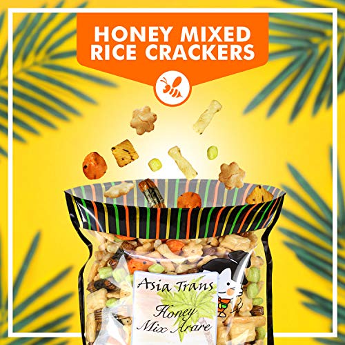 Image of Asia Trans Honey Mixed Arare - Sweet and Salty Assorted Nori Komaki, Sakura, Kakinotane Rice Crackers - Crunchy Japanese Snack, Hawaiian Kaki Mochi - Great with Popcorn, Trail Mix, Beer - 12 Oz Pack