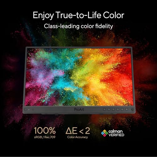 Image of ASUS ProArt Display 15.6 inch 4K HDR SDI Professional Monitor (PA16USV) - UHD (3840 x 2160), IPS, HDR-10, 100% sRGB /Rec.709, ΔE<2, Calman Verified, 12G-SDI, HDMI, USB-C, 3 yr Warranty