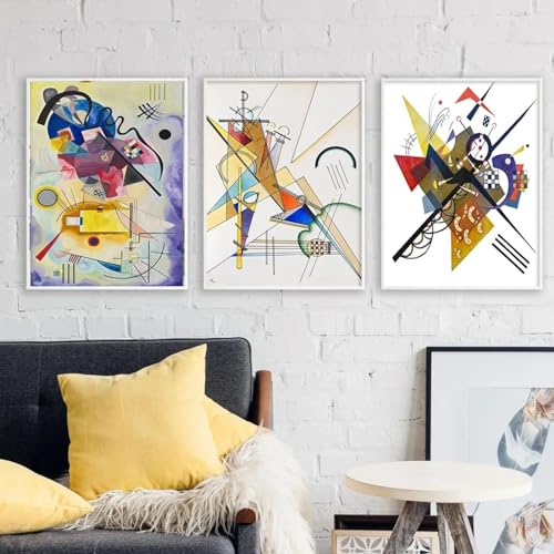 Toile géométrie abstraite Wassily Kandinsky affiche colorée moderne x3