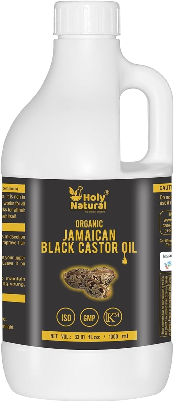 YANG The Wonder of World Holy Natural Organic Jamaican Black Castor Oil for Hair, Eyelash, Eyebrow and Skin | 1 Liter Pack of 2.