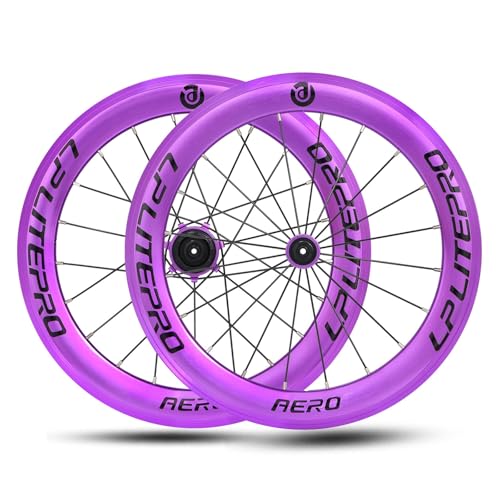 349/406 BMXホイールセット 16/20インチ 折りたたみ自転車 Vブレーキ クイックリリースハブ 74/130mm 7/8/9/10スピードカセット用(Purple 349)