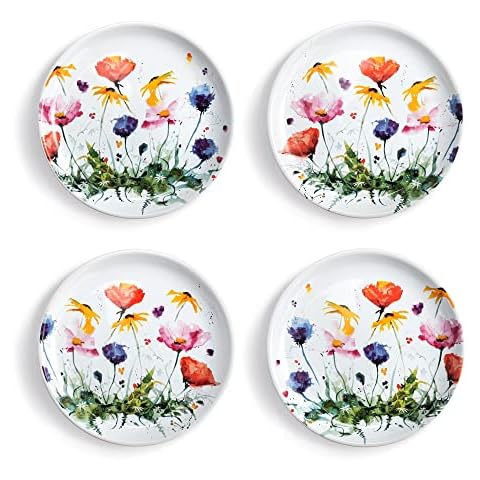 DEMDACO Watercolor Wildflowers Appetizer Plates Set Cover