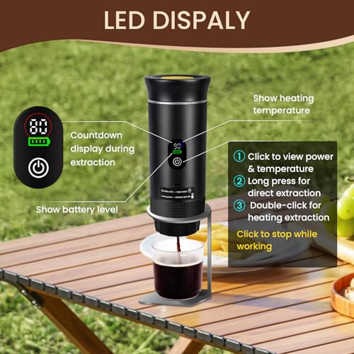 SOPPY Espressomaschine Kapselmaschine Camping Kaffeemaschine Selbsterhitzung Mini Kaffeemaschine tragbar Selbsterhitzung Espressomaschine für gemahlenem Kaffee& Kaffeekapseln, Schwarz – Bild 7