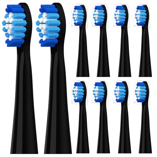 10 cabezales compatibles con Oral B Pulsonic cepillo de dientes eléctrico, cabezales de cepillo de dientes, color negro