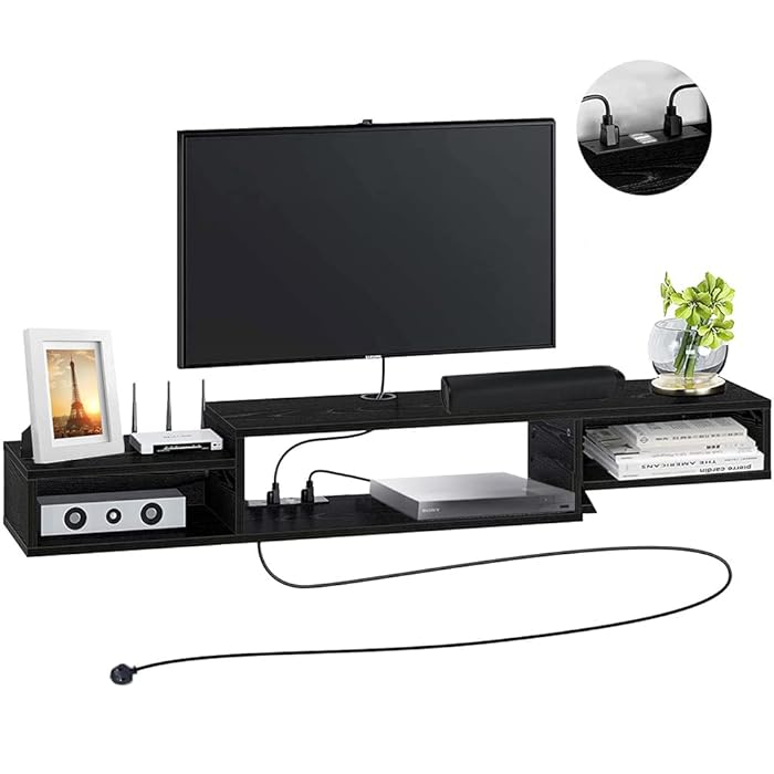 Buy Floating Wall Mounted Entertainment Center with Power Outlet 150cm