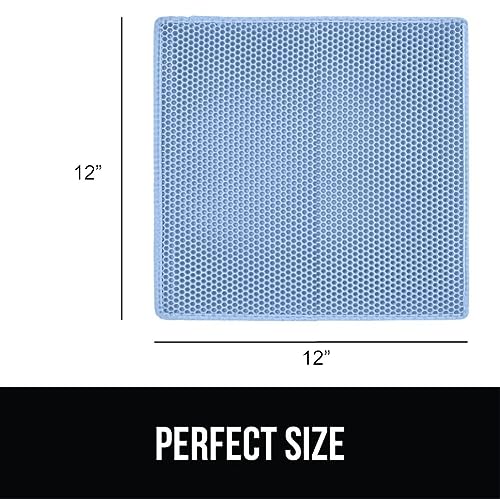 Image of Cat Litter Mat 12x12 Inch - Double Layer Open Edge Design, Waterproof & Urine Proof, EVA Material, Durable and Washable Litter Trapping Mat (Blue)