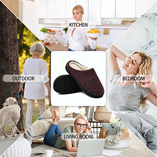 Image of DL Womens Memory Foam Slippers, Cozy Slip on House Slippers for Women Indoor Outdoor, Comfy Women's Bedroom Slippers Warm Soft Flannel Lining Home Slippers Size 5-12 Purple Blue Pink Grey Navy Black