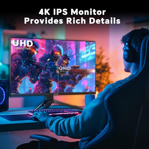 Image of KTC 27 inch 4K 144Hz Gaming Monitor, UHD 3840 x 2160 IPS Computer PC Monitor, FreeSync & G-Sync, HDR Support, 134% sRGB, HDMI /DisPlayPort /USB, Tilt Adjustable, VESA Mountable, H27P22