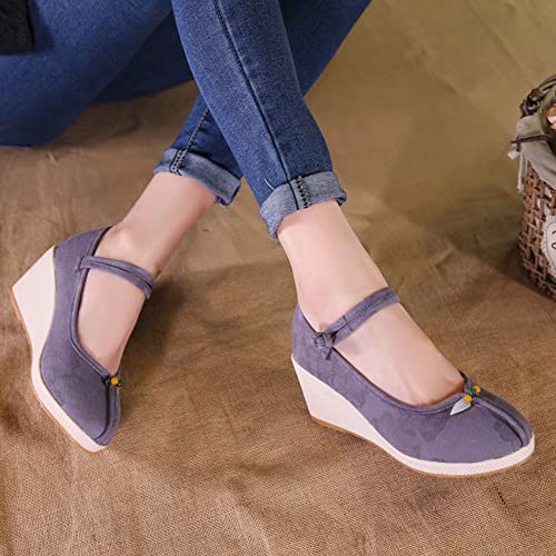 MATERUIEYES Women's Retro Embroidered Wedge Shoes Buckle Height Increased Footwear2