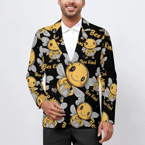 Bee Be Kind Men's Slim Suit Long-Sleeve Prom Tuxedo Classic Two Button Business Jacket2