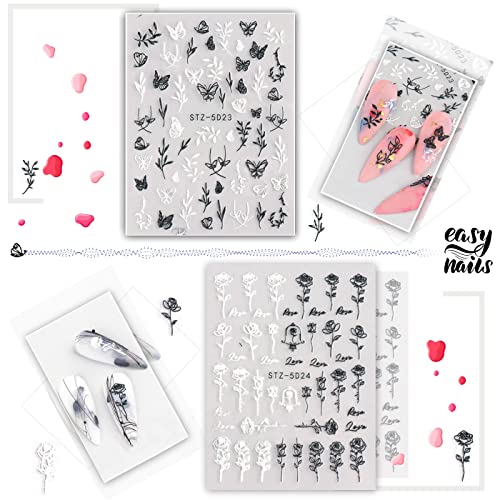 Adesivi Unghie, 5D Autoadesivo Decalcomanie Nail