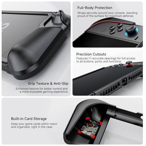 Funda de agarre para Nintendo Switch 2 antigolpes con ranura de tarjetas juego y cubierta TPU 4