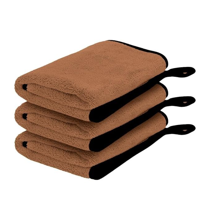 Image of Btag Microfiber Cleaning Cloth, 40x40 cms 600 GSM | Highly Absorbent,Lint and Streak Free, Multi-Purpose Wash Cloth for Kitchen,Car,Window,Stainless Steel,Silverwear (D.Brown 40x40cms) Pack of 3