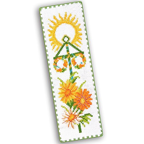 Midsummer Counted Cross Stitch Bookmark Kit - Midsommar DIY Hand Embroidery Set for Adults