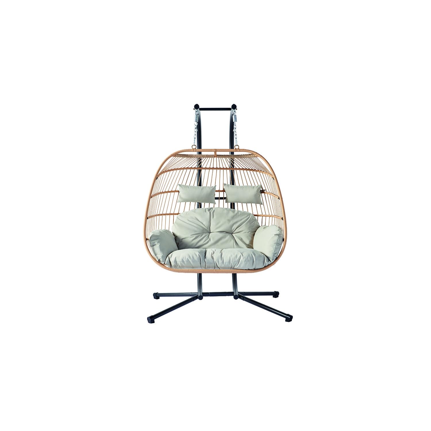 Fauteuil Suspendu FARO Résine Aspect Rotin 2 Places Naturel