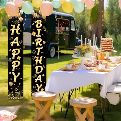 Image of Birthday Decorations Banner, Happy Birthday Door Sign for Men Women Boys Girls Ideal Birthday Decorations Party Supplies Outdoor Indoor 72 x 12 Inch
