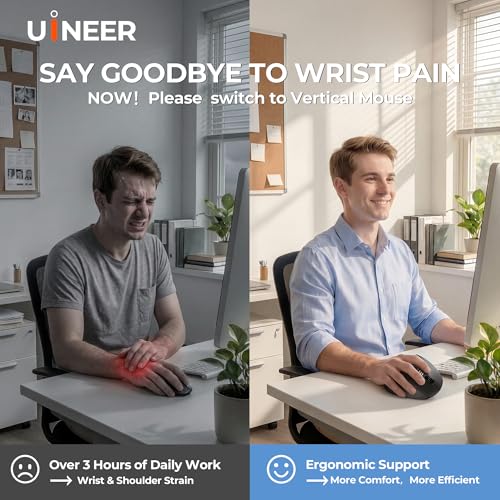 Uineer Vertical Ergonomic Mouse Wireless Bluetooth 3 Device - image 3