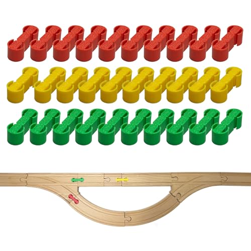 wooden train track accessories 30 pcs colorful dog bone track connectors compatible with all wooden train track christmas birthday gift for boys girls track toys expansion pack for kids ages 3