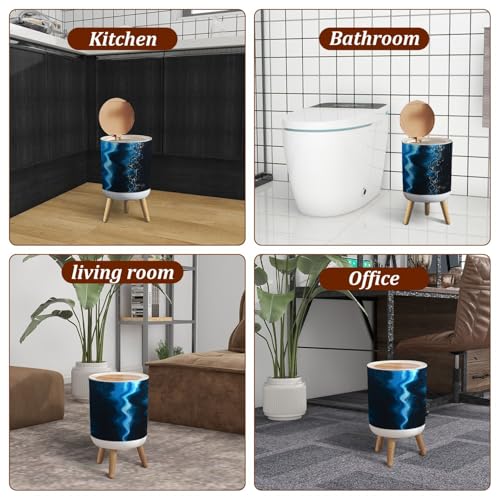 Caneca de basura pequeña con tapa decorativa azul oscuro miniatura 5