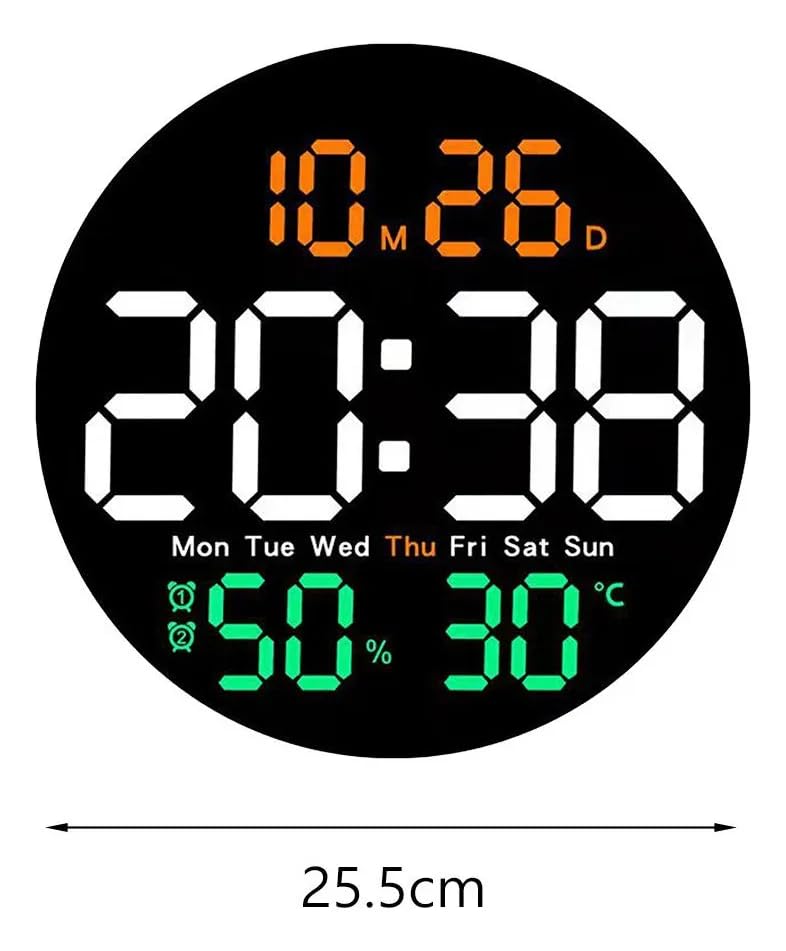 Image of GHANU Large Digital Clock for Classroom, Digital Classroom Clocks for Teachers, 10 inch Round LED Clock with Large Display,Date, Countdown Timer, Remote Control, Temperature, Electric