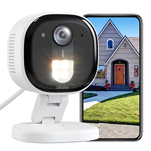 2K Security Camera Outdoor, Winees 4MP WiFi Camera Indoor with 4CCT Spotlight, Home Surveillance Camera with Waterproof, Color Night Vision, Siren Alarm, Human/Pet/Motion Detection