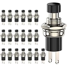 Momentary Push Button Switch, 1A 250VAC SPST Mini Pushbutton Switches Normally OpenNO Black Cap - 20pcs