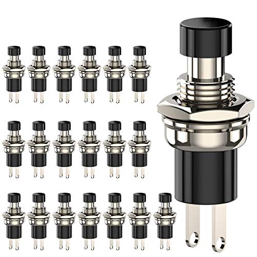 Diyhz Momentary Push Button Switch, 1A 250Vac Spst Mini Pushbutton Switches Normally Open(No) Black Cap - 20Pcs #TOP16