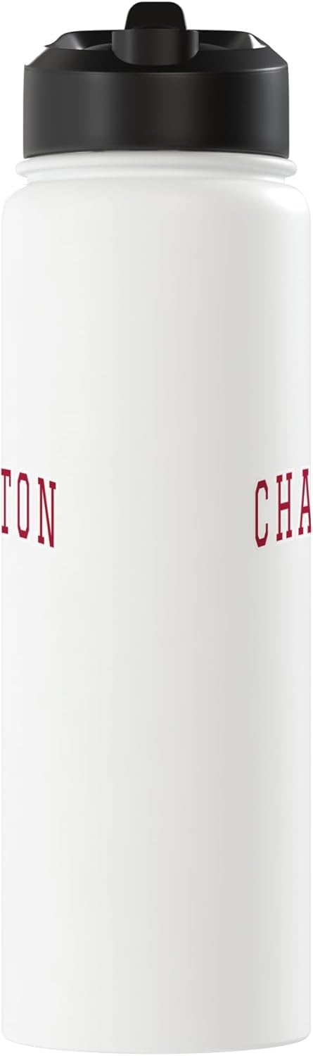 Charleston South Carolina Souvenir College Style Red Text Stainless Steel Insulated Water Bottle