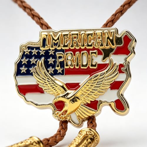 Image of GelConnie Bolo Ties for Men Women Western Cowboy Tie Mens Western Necklace Leather Necktie Gold Bolero Tie Cowboy Necklace