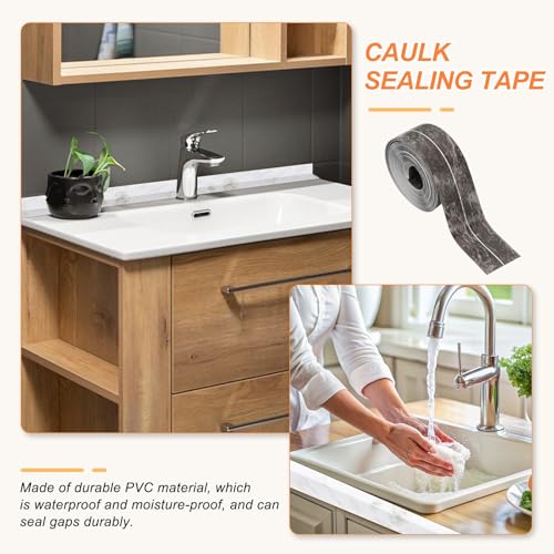 Image of PATIKIL Caulk Tape Waterproof Self Adhesive, PVC Toilet Caulking Sealant Strip Bathtub Caulk Sealing Strip Tape for Bathroom Kitchen Countertop, Ink Painting (1.5 Inch x 16.4 Ft)