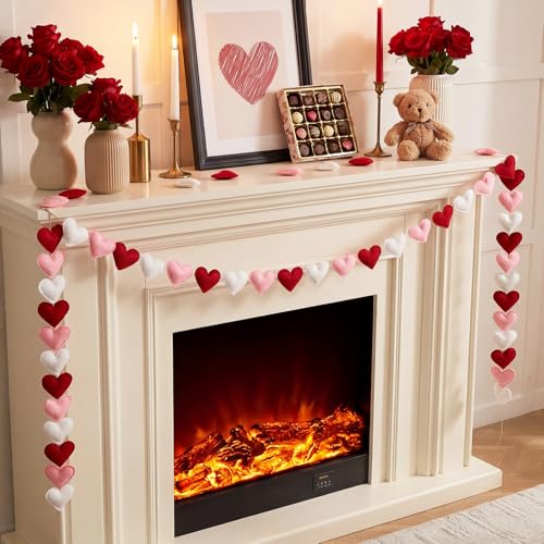 Hahafelt 13 FT 45 Pcs Valentine's Day Felt Heart Garland