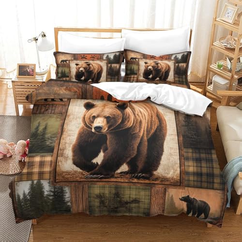 Housse de couette ours anti-acarien parure douce lit simple avec zip - 3