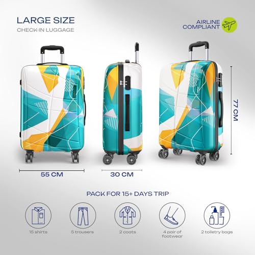 Image of Safari Luma Neo 8 Wheels 77cm Large Size Trolley Bag, Hard Case Printed Polycarbonate, 360 Degree Wheeling Checkin Luggage for Men & Women, Suitcase for Travel, Trolley Bags for Travel, Multicolour