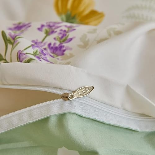 Kimko Botanical Flower Duvet Cover Set,Soft Natural Aesthetic Floral Quilt Cover For Bed,Home Cozy Easy Care And Durable【4Pcs -1 Duvet Cover +1 Flat Sheet + 2 Pillowcases】 (# Floral, Queen) #TOP5