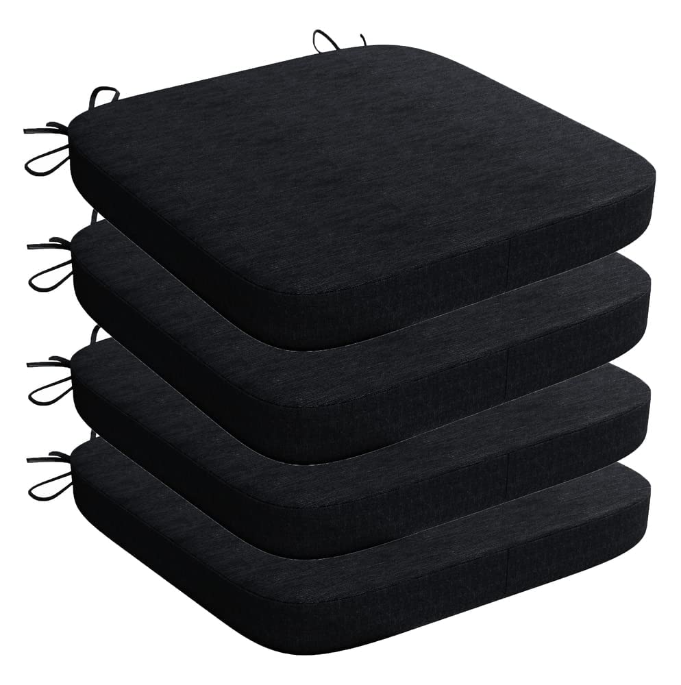 GIANTEX Non-Slip Chair Cushions Set of 4 for Dining Chairs Sponge Filling Memory Foam Pain Relief Chair Pads with Ties for Kitchen Bedroom Living Room & Dining Chairs (17x17x2 Inches, Black) (B0BZCJH2RJ) Amazon Price History, Amazon Price Tracker