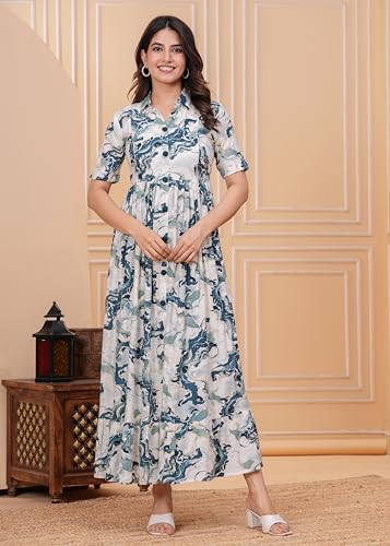 Image of Dhruvi Women's Rayon Anarkali Maternity Dress & Feeding Kurti with Zippers